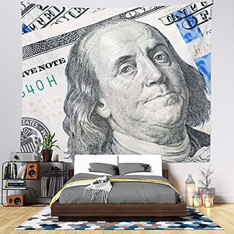 Tapestry for Men - Money Wall Hanging Tapestry - 100 Dollar Bill Franklin - Black and White Wall Tapestry - Living Room Decor & Home Wall Art for Guys - Large Tapestries for Bedroom & Dorm Decoration Cover