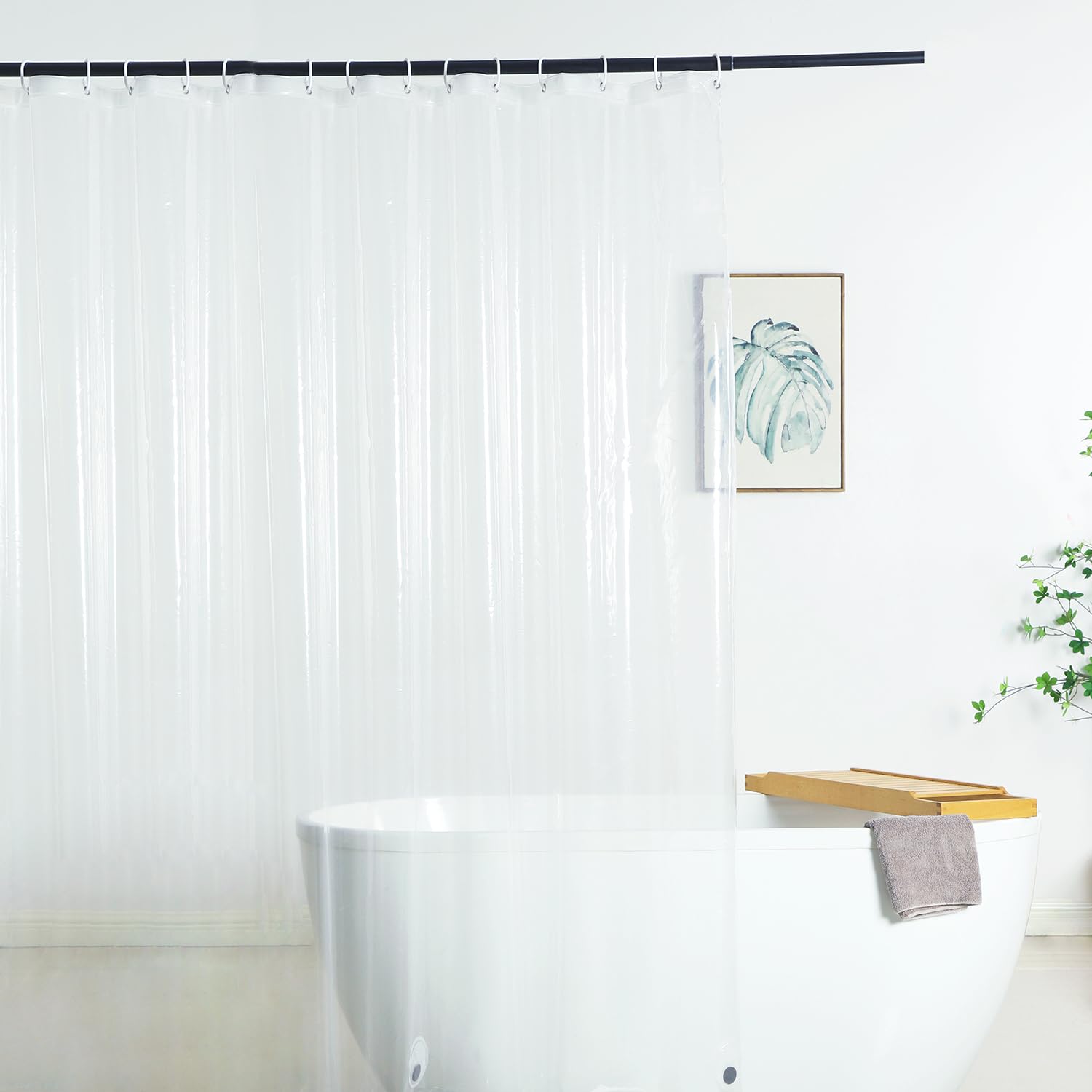 Extra Wide Shower Curtain Liner 84 x 72 Inch Clear Midweight Bathroom Shower Curtains with Rings and 3 Weighted Magnets, Premium PEVA, Waterproof Plastic Shower Liner, 84x72 inch Clear
