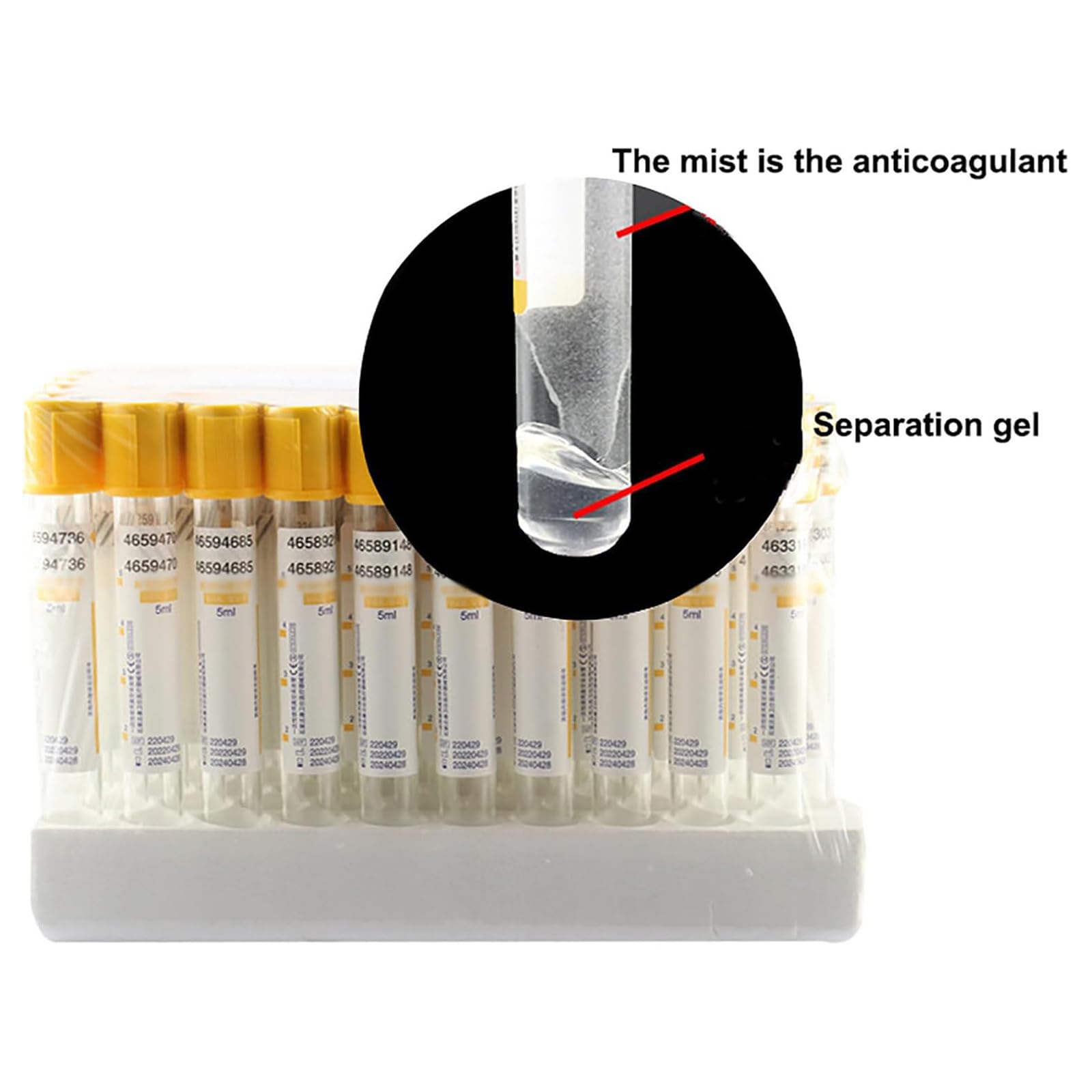 Set di 100 provette per la raccolta del sangue venoso,provetta per centrifuga da laboratorio,provette monouso per la raccolta del sangue sottovuoto,tecnologia di elaborazione asettica,5ml
