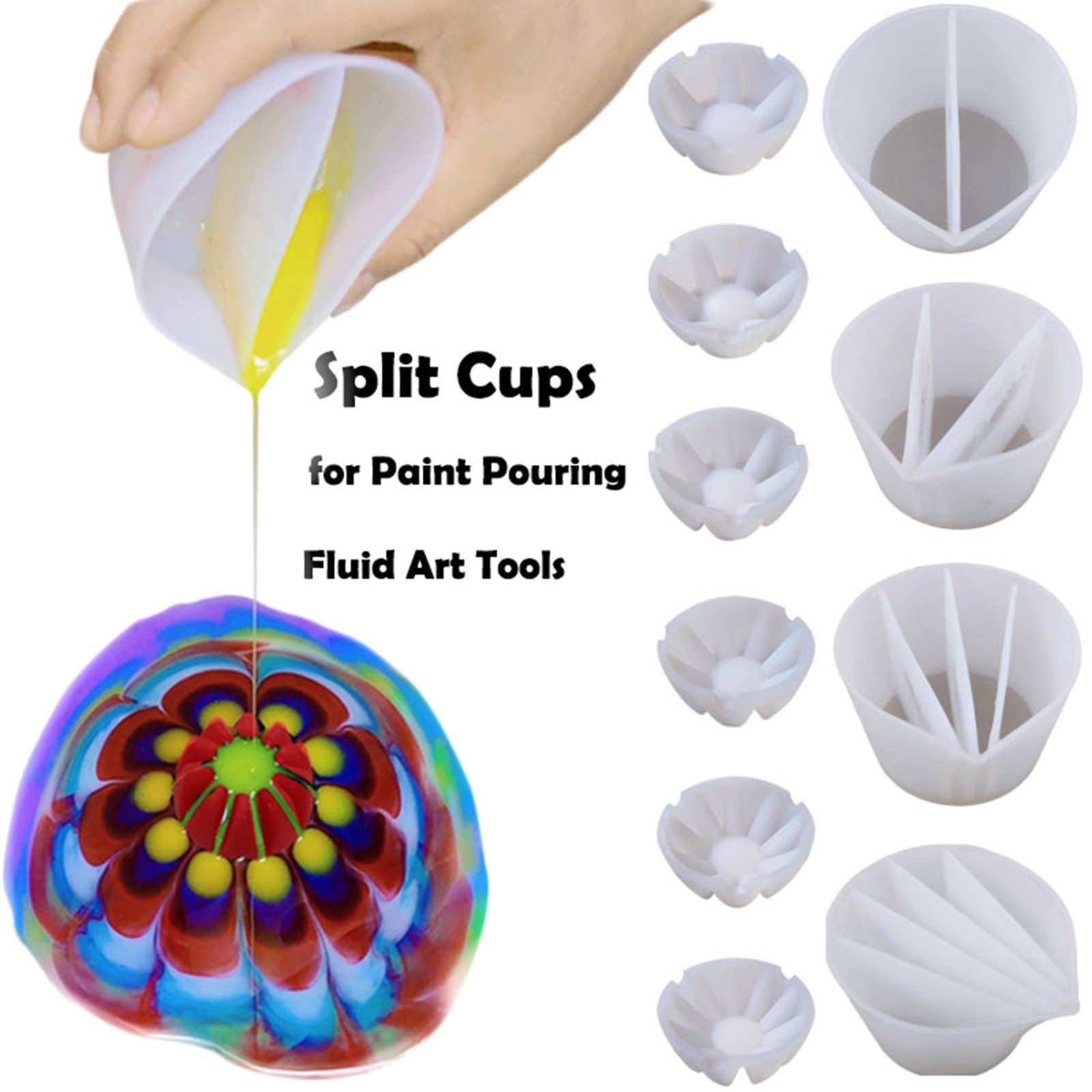 Nawwgy Silicone Split Cup 2/3/4/5 Chambers Reusable Silicone Pouring Divided Cups10Pcs
