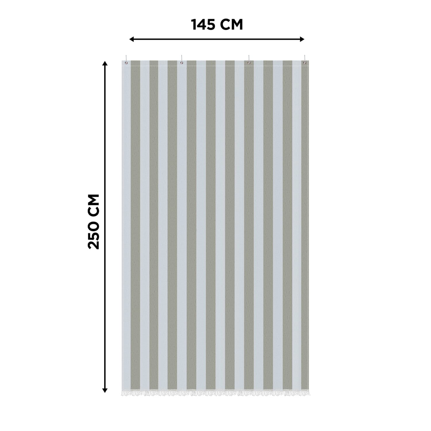 Toldo de sombreo casa Oficina con Kit Ganchos Anillas Tejido Resistente antidesgarros para Exterior Porche balcón Puerta Ventana jardín cenador Lavable Color Gris y Blanco a Rayas 145 x 250 cm (9)