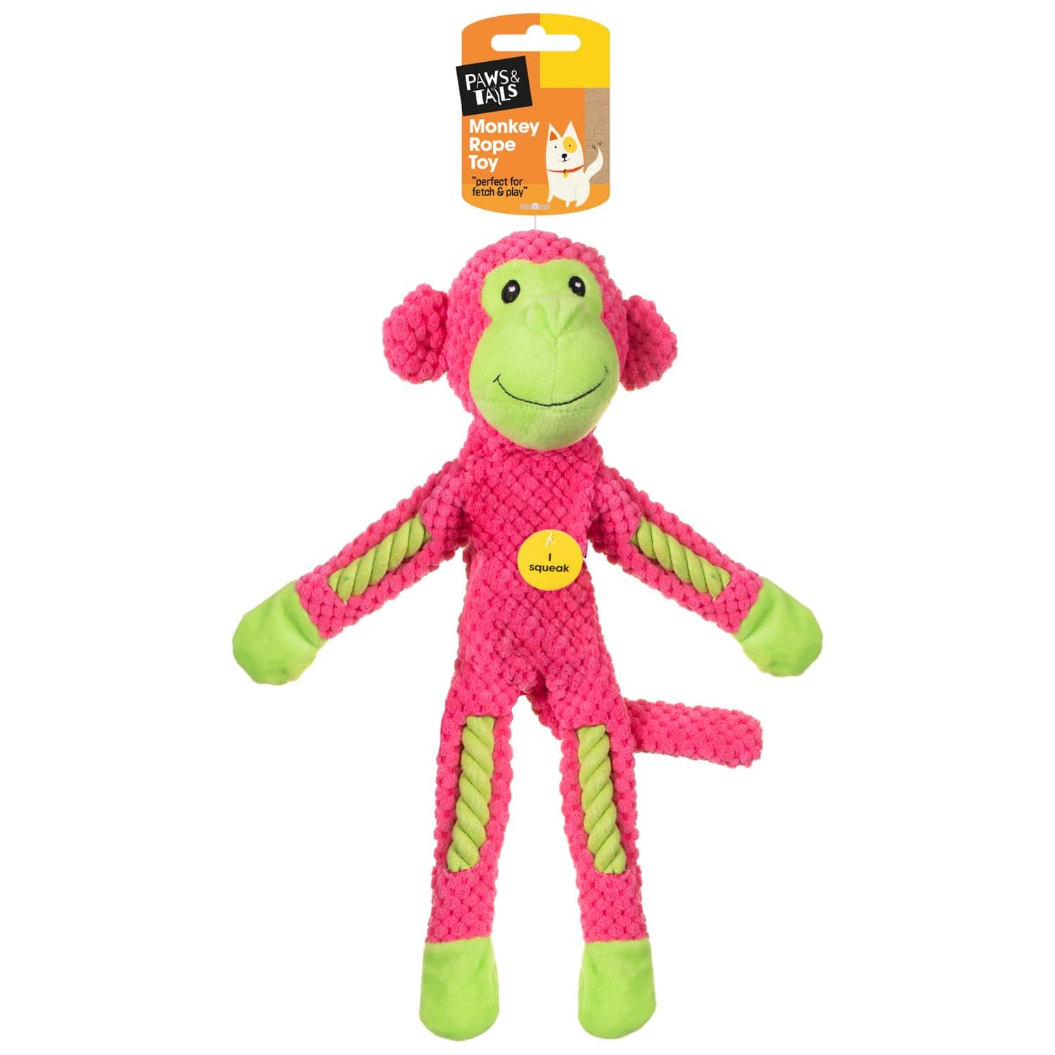 BargainsMania Monkey Rope Toy - Pink- Let Your Dog Get Some Energy Out With This Monkey Rope Toy, Perfect For Tug Of War