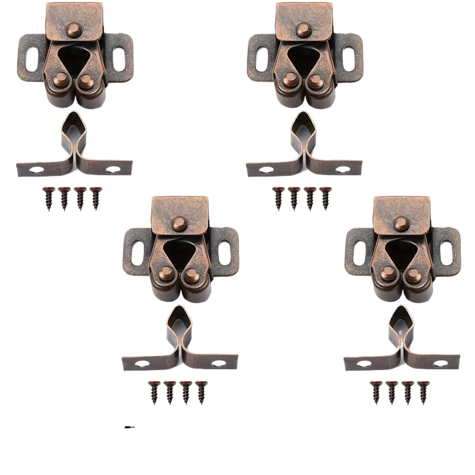 Maryear Brown Double Roller Catch 40Pcs Double Roller Door Locks Cabinet Set-Catch Hardware(Brown)