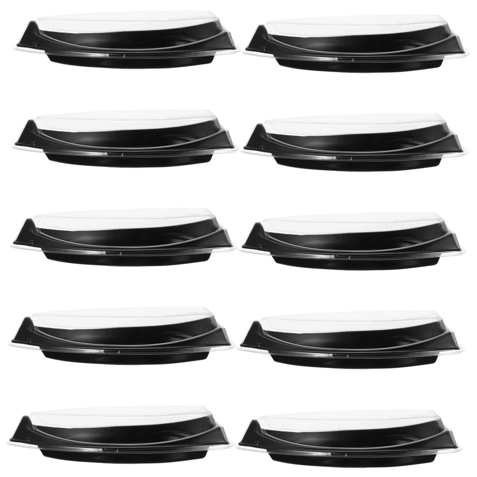 OFFSCH 10pcs Plastic Sushi Trays Japanese Sushi Takeout Box with Lids Sashimi Plate Rice Bowl for Catering