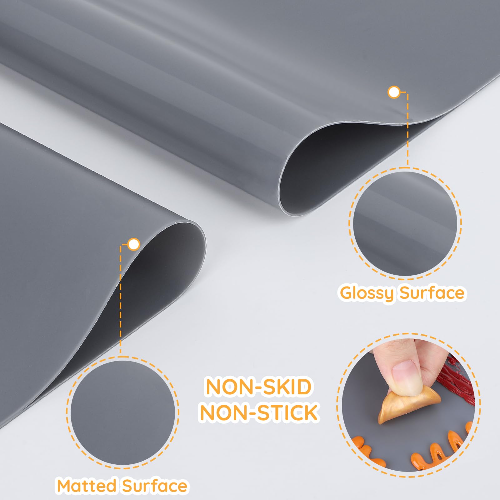 Luxeu Silicone Sheet, 3 Pcs 40x30cm Silicone Mats for Crafts Non Stick and Washable, Craft Mat for Resin Moulds Clay - Image 3