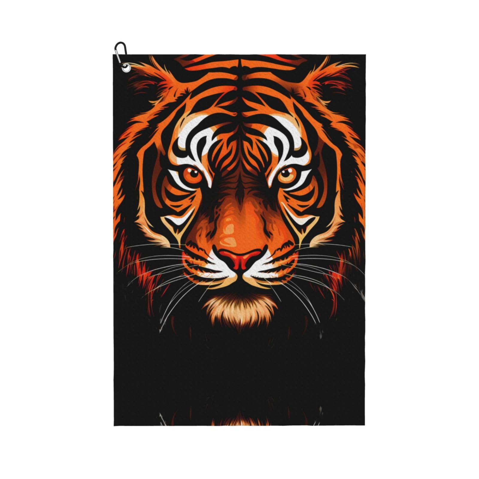 peiyeety Tiger Microfiber Golf Towel with Carabiner Clip, 16x24 Inch Absorbent Waffle Weave Towel for Golf Bags