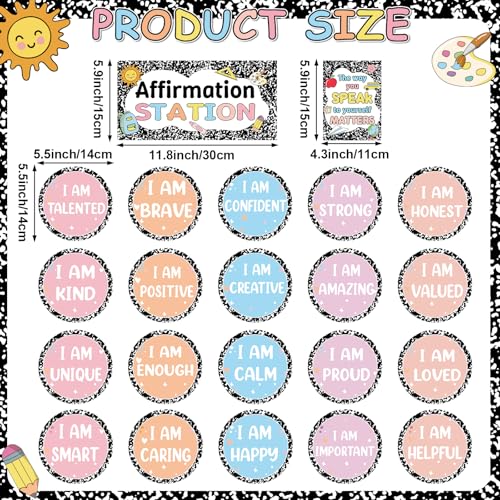 Cartes d'affirmation pour carnet de composition et tableau d'affichage de rentrée - 2