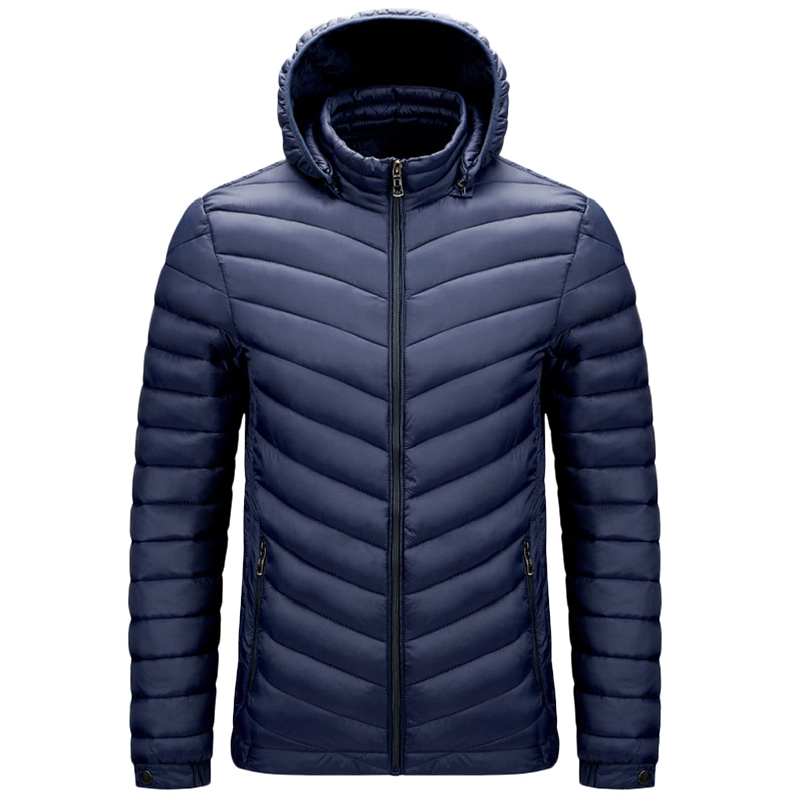 Doudoune Homme Légère Duvet Plume - Manteau D'hiver Chaud Avec Capuche, Coupe Décontractée, Fermeture Zip