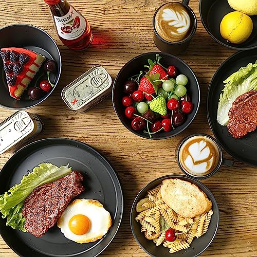 Greentainer Schüssel 24 OZ Müslischalen mit Deckel/Salatschalen, 6er 710ml Unbreakable Cereal Bowls|Obstschale, Suppenschüssel für Kinder und Erwachesene|Leicht & Bruchsicher |Schwarz