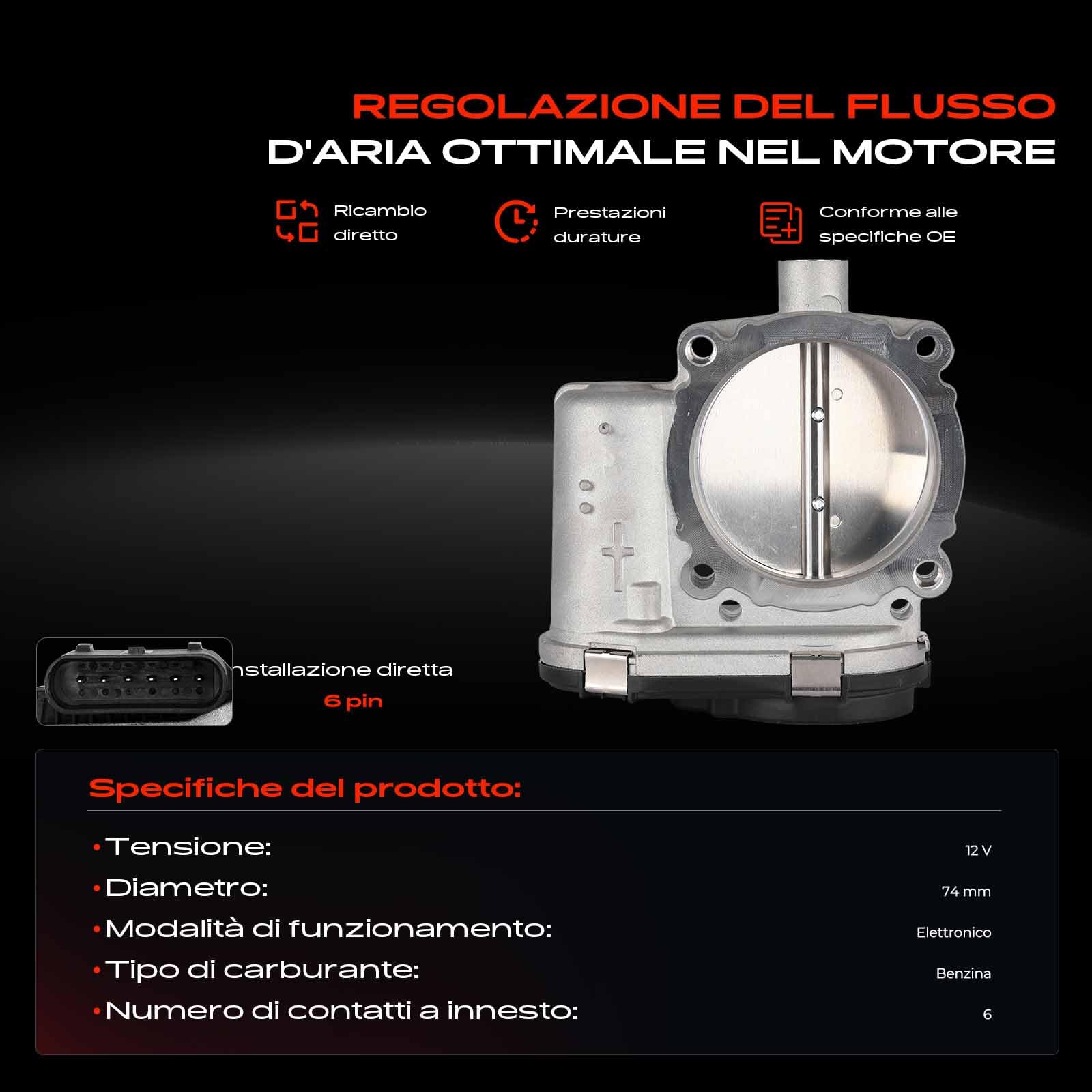 Frankberg Valvola dell'acceleratore Corpo dell'acceleratore Benzina Compatibile con Wrangler III JK 3.6L Grand Cherokee IV WK WK2 3.6L Grand Voyager V RT 3.6L Avenger 3.6L Thema LX 3.6L 5184349AE