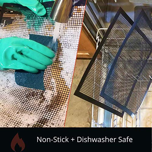 SIGVAL Mighty Mat - Reinforced Non-Stick Grill Mesh Mats - Set of 3 - Use as Smoker Mat, Baking Mat, and BBQ Mat to Cook Fish, Vegetables, Meats on Smoker or Grill - Thumbnail 5