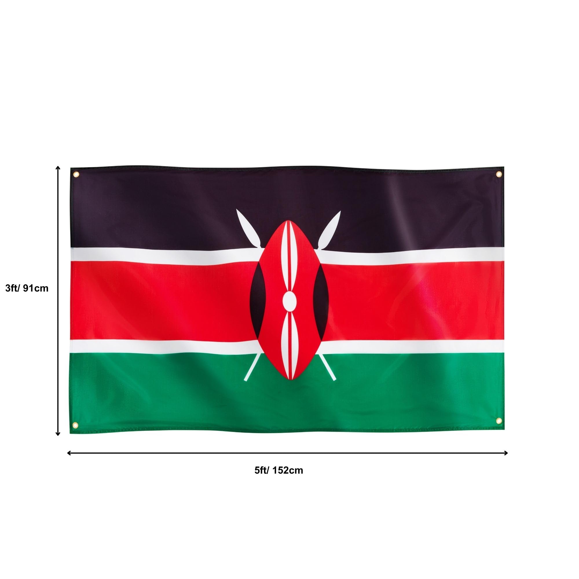 Runesol Kenya Flag 91x152cm (3ft x 5ft), 4 Grommets with Eyelet in Every Corner - Image 2