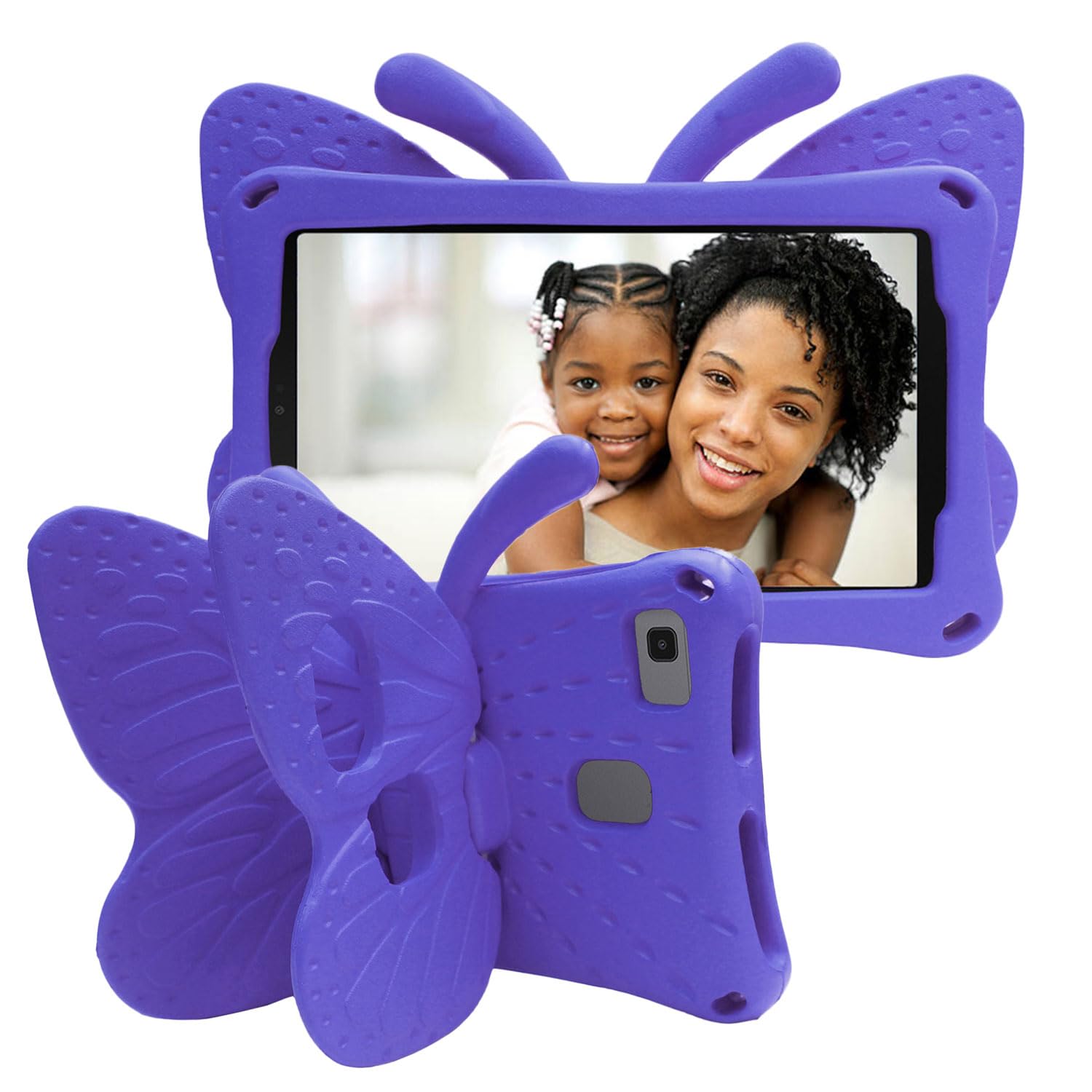 AWH Tading Kids Case for Samsung Galaxy Tab A7 Lite, Shockproof Light Weight Protective Stand Cover for Samsung Galaxy Tab A7 Lite 2021 8.7 Inch Tablet (-T225/T220), Cute Butterfly - Purple