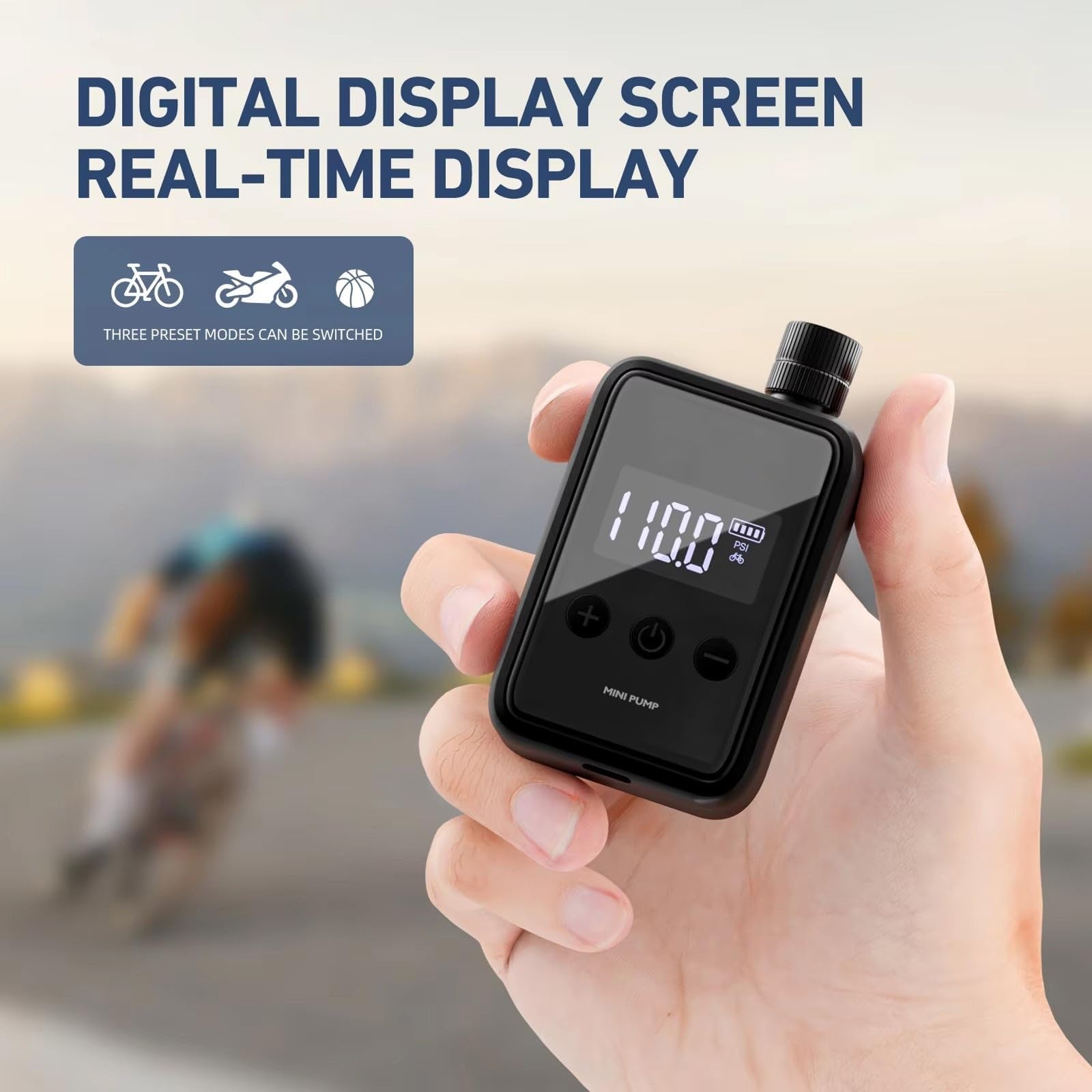 Pompa elettrica per bicicletta, portatile, ad alta pressione, con display digitale, gonfiaggio rapido per bici da strada, bici elettriche, mountain bike, pneumatici per auto e molto altro ancora