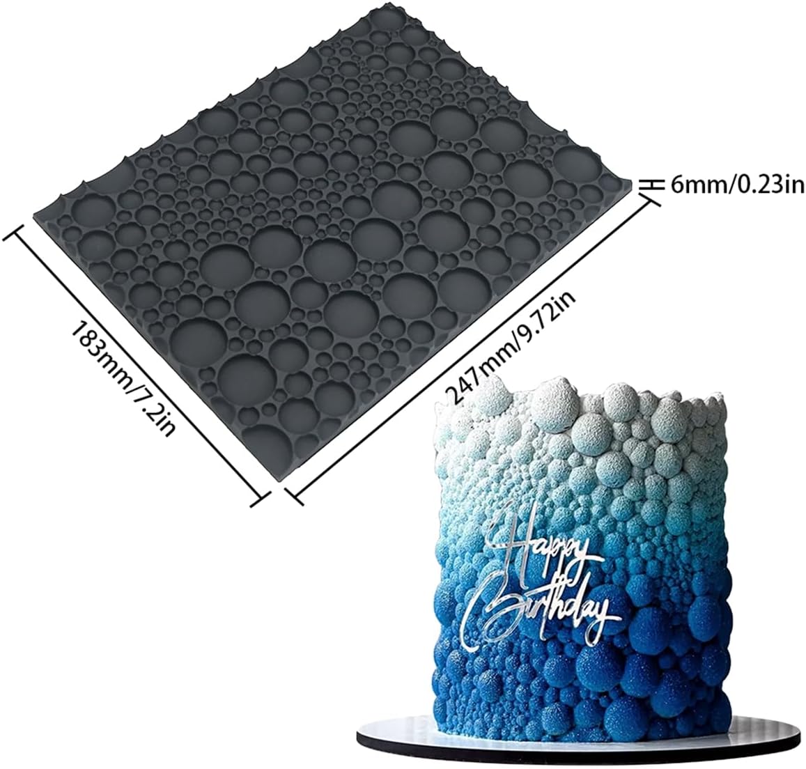 mostsom Silicone Lace Cake Mold for Fondant & Chocolate,Embossing Round Bubble Decorating - Reusable Baking Tools for Cupcakes, Cookies, Cake Decorations (F_ Round Bubble)