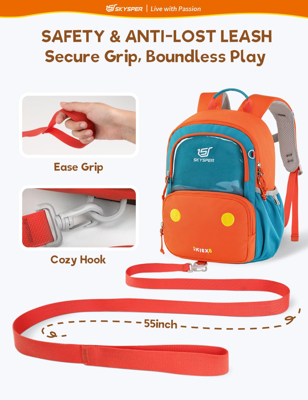 SKYSPER Wandelrugzak Kinder 15L voor jongens & meisjes, kinderrugzak met borstband voor 6-12 jaar, kinderrugzak voor wandelen, outdoor