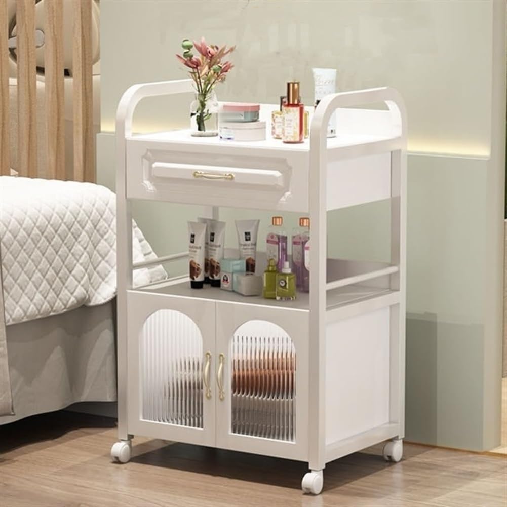 Carrello Del Carrello Del Salone Di Bellezza, Elegante Workstation Estetista, Carrello Estetista Con Ruote, Carrello Del Carrello Salone Professionale Di Grande Capacità,Bianca