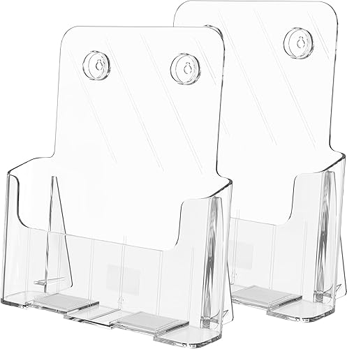 Miniatura 1 de MaxGear Paquete de 2 soportes acrílicos para folletos, 8.5 x 11 pulgadas, soporte para folletos, soporte de plástico para literatura, portatarjetas