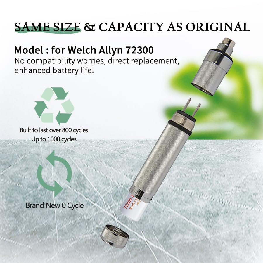 Abtter Rechargeable Battery Replacement for Welch Allyn 72300,Compatible with Portable Hand-held Rechargeable Handles
