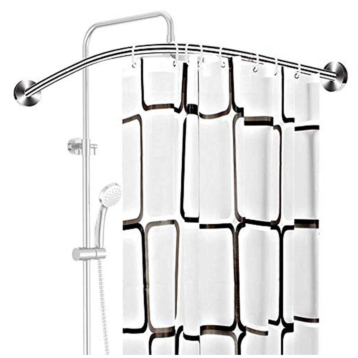 Genérico Barras Extensibles en Forma de L para Cortinas de Ducha, rieles curvos de Acero Inoxidable para baño, instalación con o sin Taladro, bañeras y Tiendas de Ropa (70-95 x 90-130