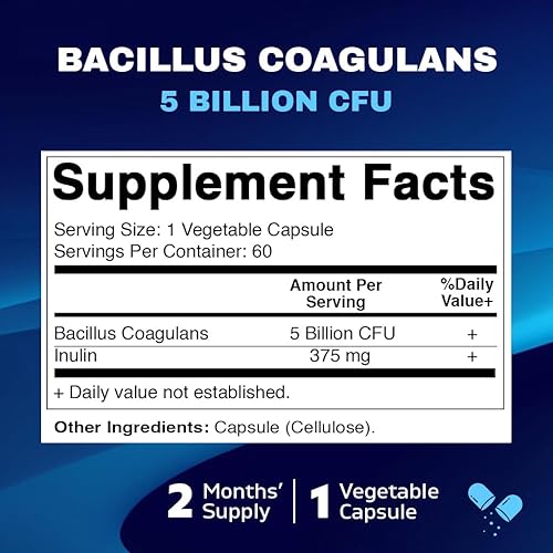 Miniatura 2 de Vitamatic Bacillus Coagulans Suplemento probiótico estable - Promueve la salud digestiva gastrointestinal - 60 cápsulas vegetales - Sobrevive a los