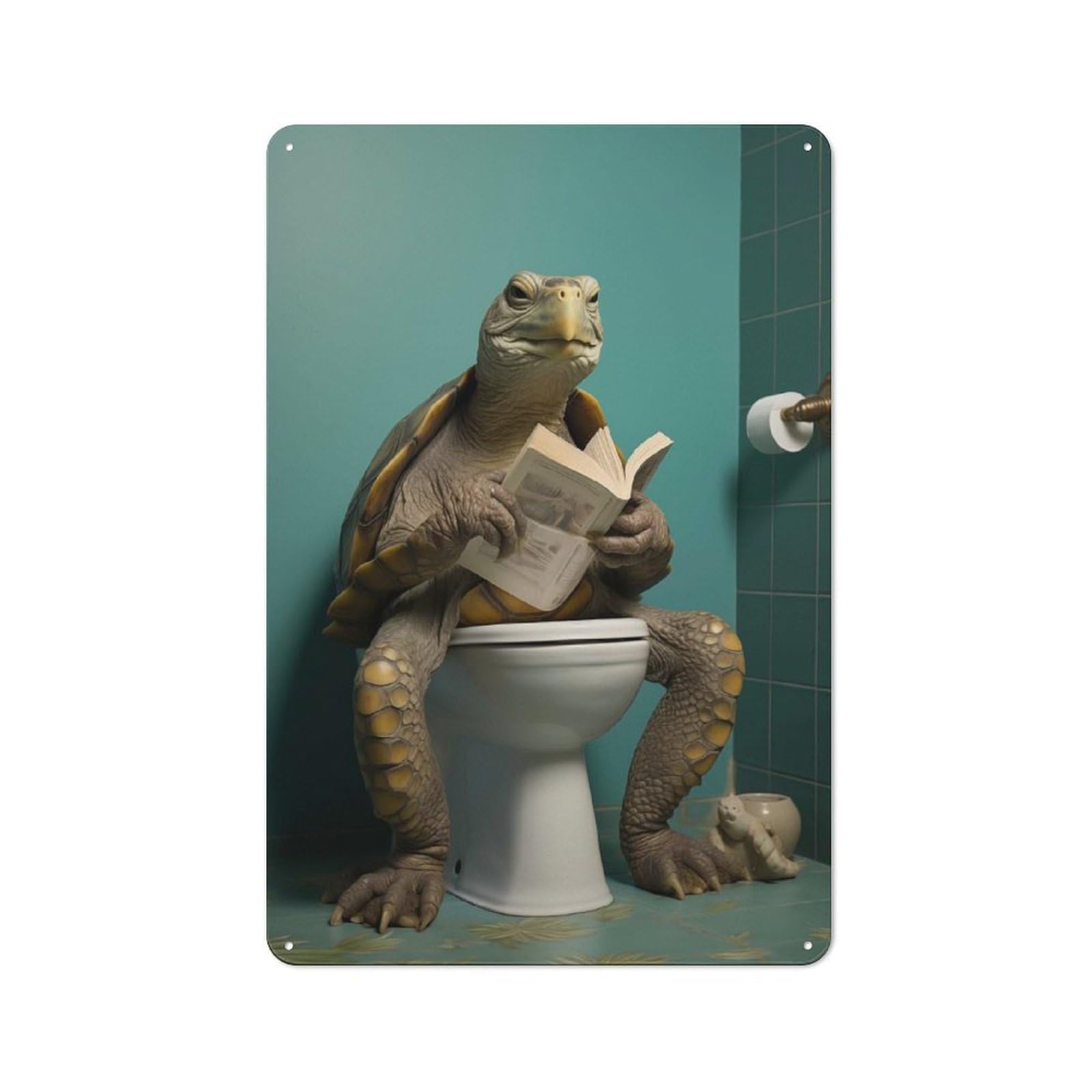 Junmoney Turtle Toilet Break Industrial Metal Sign 30X20cm, Clean Industrial Loft Wall Plaque For Modern Home, Workshop, Office Or Cafe