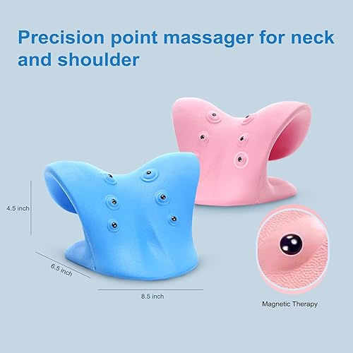 Miniatura 6 de Estirador de cuello con terapia magnética de acupresión para aliviar el dolor, relajante de cuello y hombros, almohada quiropráctica, restaurar la