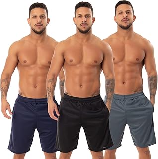 Kit 3 Bermuda Esportiva Academia Corrida Treino Bolso Lisa Masculina