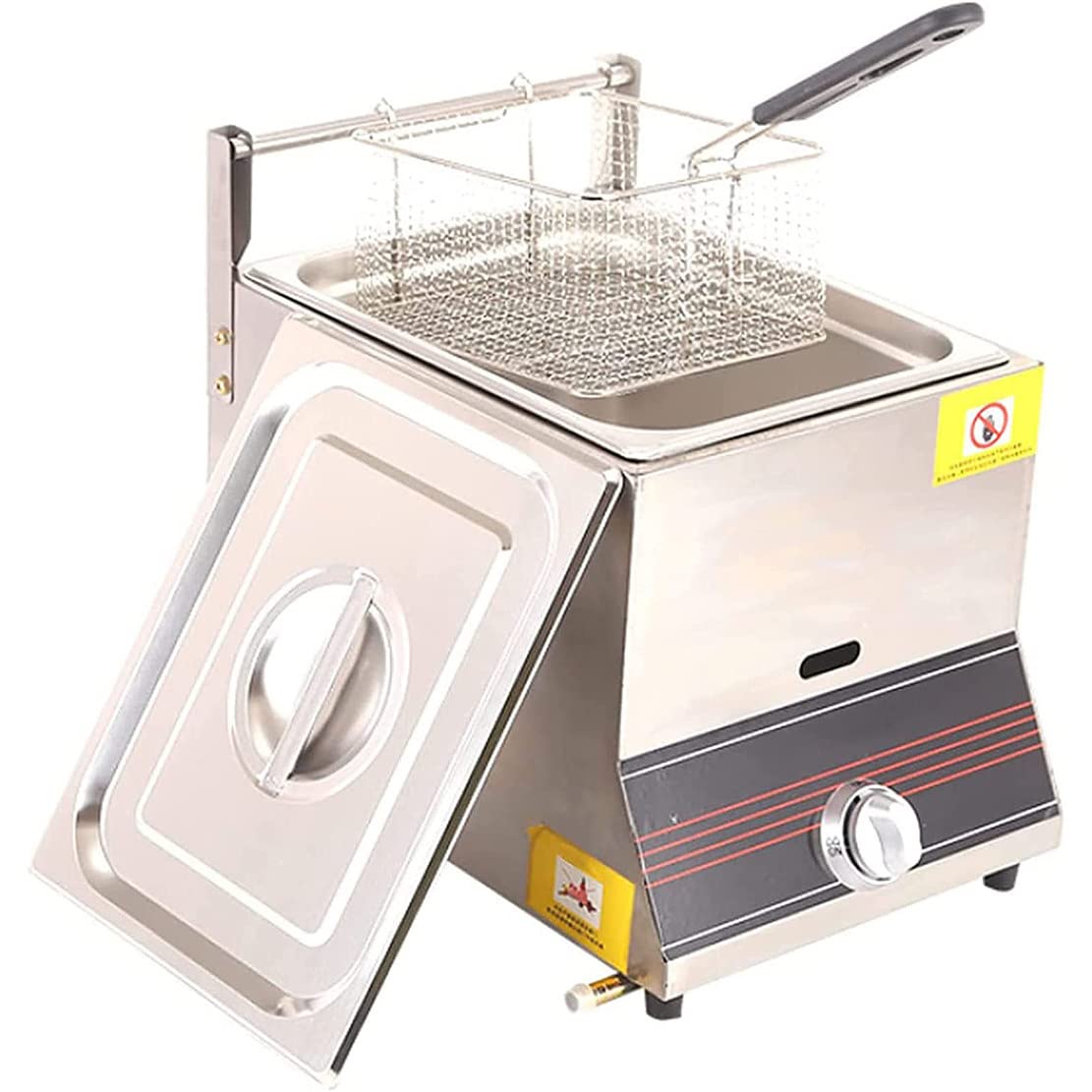 HTTGDGDH Commercial Gas Fryer, Countertop Stainless Steel Lpg Fryer, French Fries Machine,L For Restaurants Homes,Single