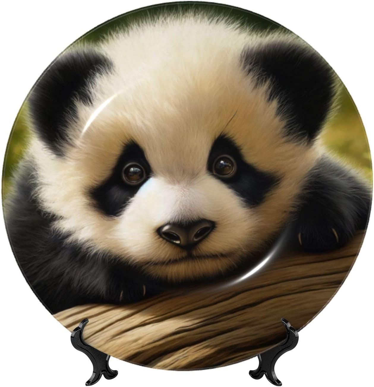 Funny-Animal-Panda 10 Inch Decorative Plate With Stand, Elegant Display Wall Plate For Home Decor