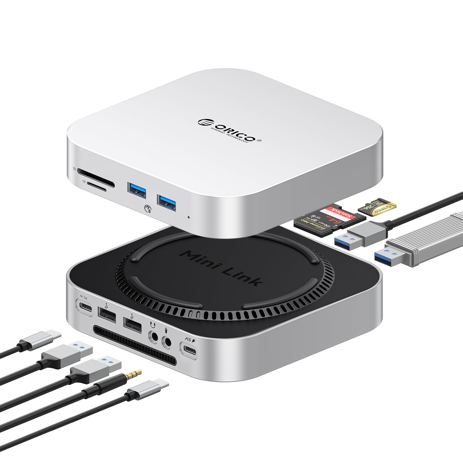Amazon.com: ORICO MiniLink Mac mini M4 Dock & Stand, Hub with 2