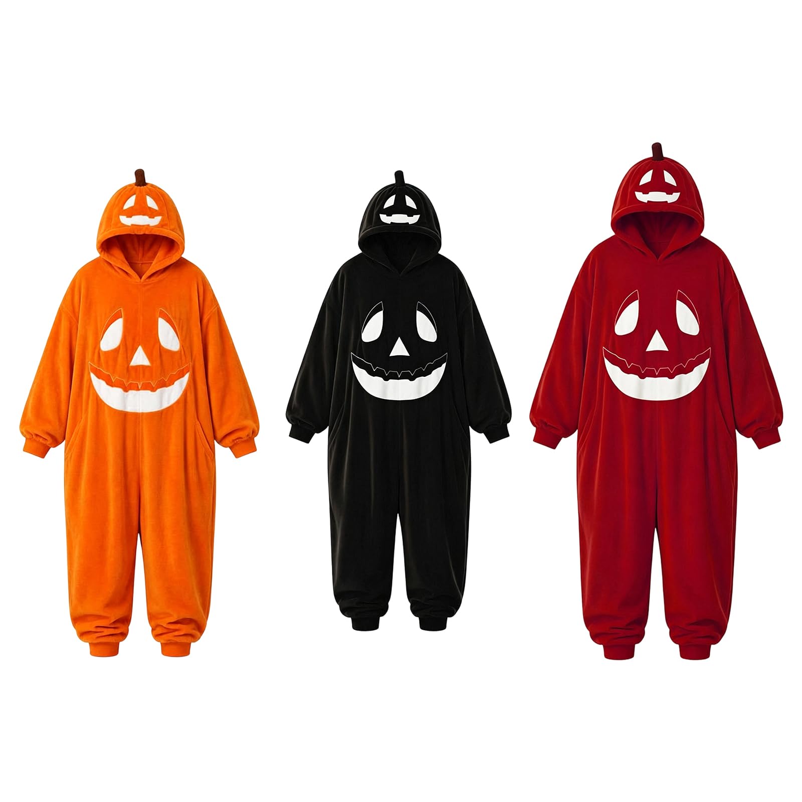 Pigiama Halloween con Cappuccio per Adulti | Indumenti da notte in pile zucca, tuta da salotto accogliente, abito fotografico autunnale, rilassante