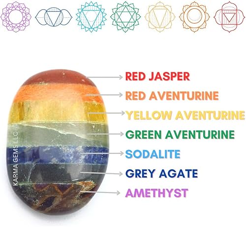 Miniatura 5 de Siete chakras, piedras naturales ovaladas de preocupación, piedra energética de bolsillo de palma, cristal curativo, piedra de pulgar preocupada,