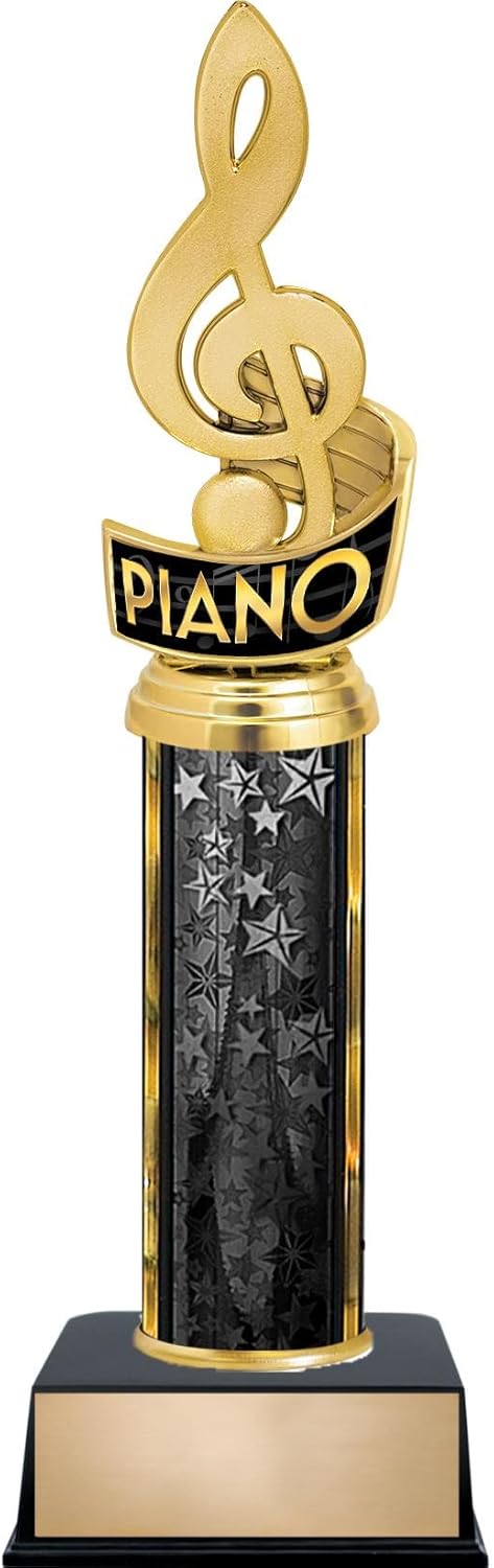 Crown Awards Customizable 11" Piano Treble Clef Black Star Trophy Award, Engrave Now