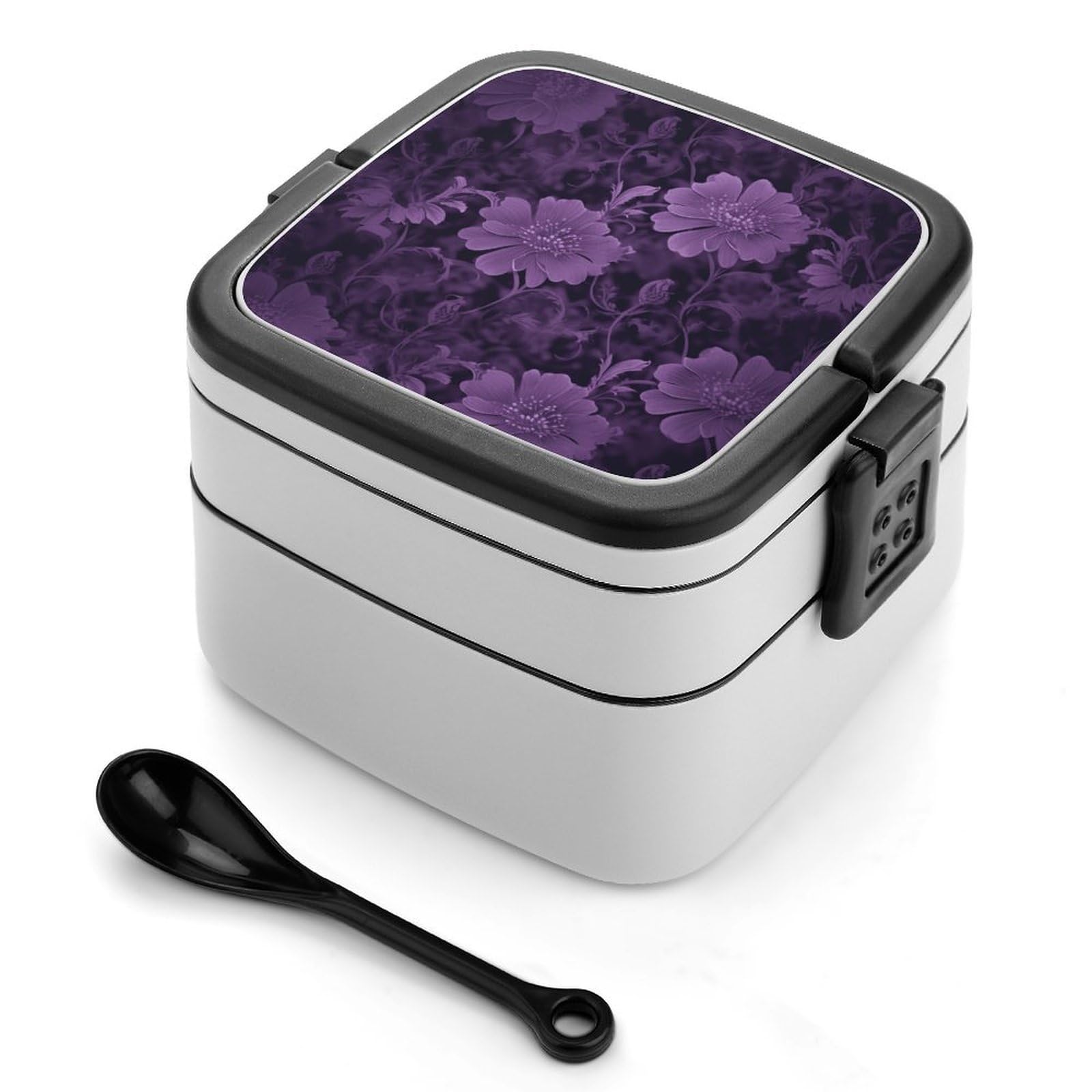 VstaDank Purple Bento Box Portable Adult Lunch Box with 2 Layer&Spoon Reusable Insulated Lunchbox Large Food Containers Leak Proof Lunch Containers for Work Camping Meal Prep