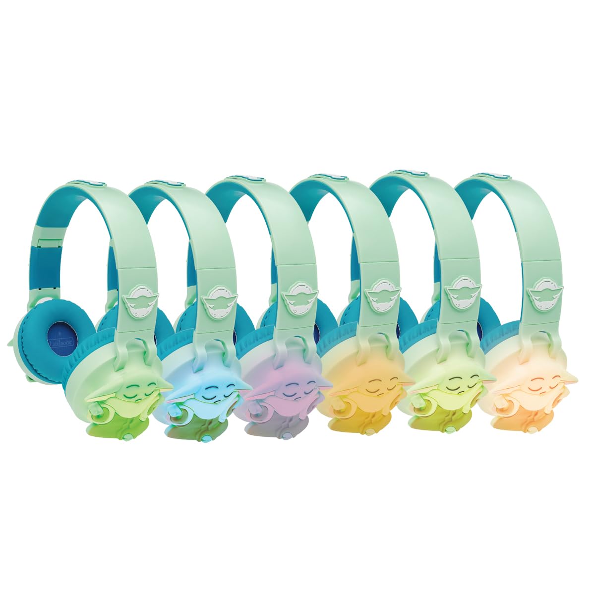 Lexibook, Star Wars, Cuffie Bluetooth Grogu con luci, Verde, HPBT015SWLXB | Uso Bluetooth o cavo, volume sicuro 85 dB, controlli su microfono, design pieghevole con slot SD, regolabile e portatile