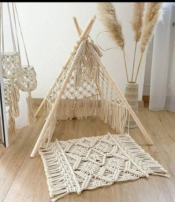 COTTONCUBE Macrame Teepee Tent for Outdoor Parties Handwoven Cotton Boho Tent House for Kids Playing Play Space Children, Garden, Living Home, Roof top Decoration, (8FT) Design-5 (B0CTQN3ZR5) Amazon Price History, Amazon Price Tracker