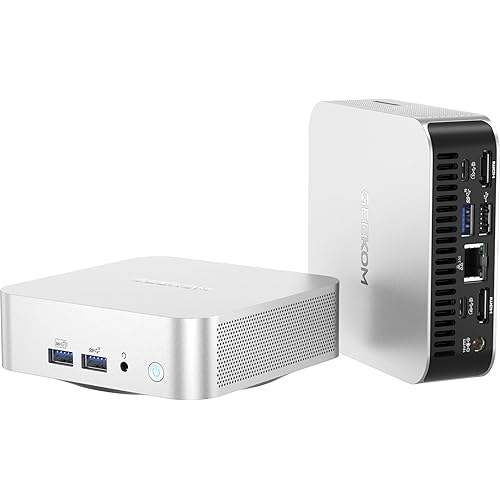 GEEKOM A6 Mini PC with AMD Ryzen 7 6800H, 16GB DDR5 RAM 512GB M.2 NVMe SSD, Radeon 680M, Compact Aluminium Design Windows 11 Desktop Computer for Home/Business, USB4/8K UHD/Wi-Fi 6E/BT 5.2/SD Slot