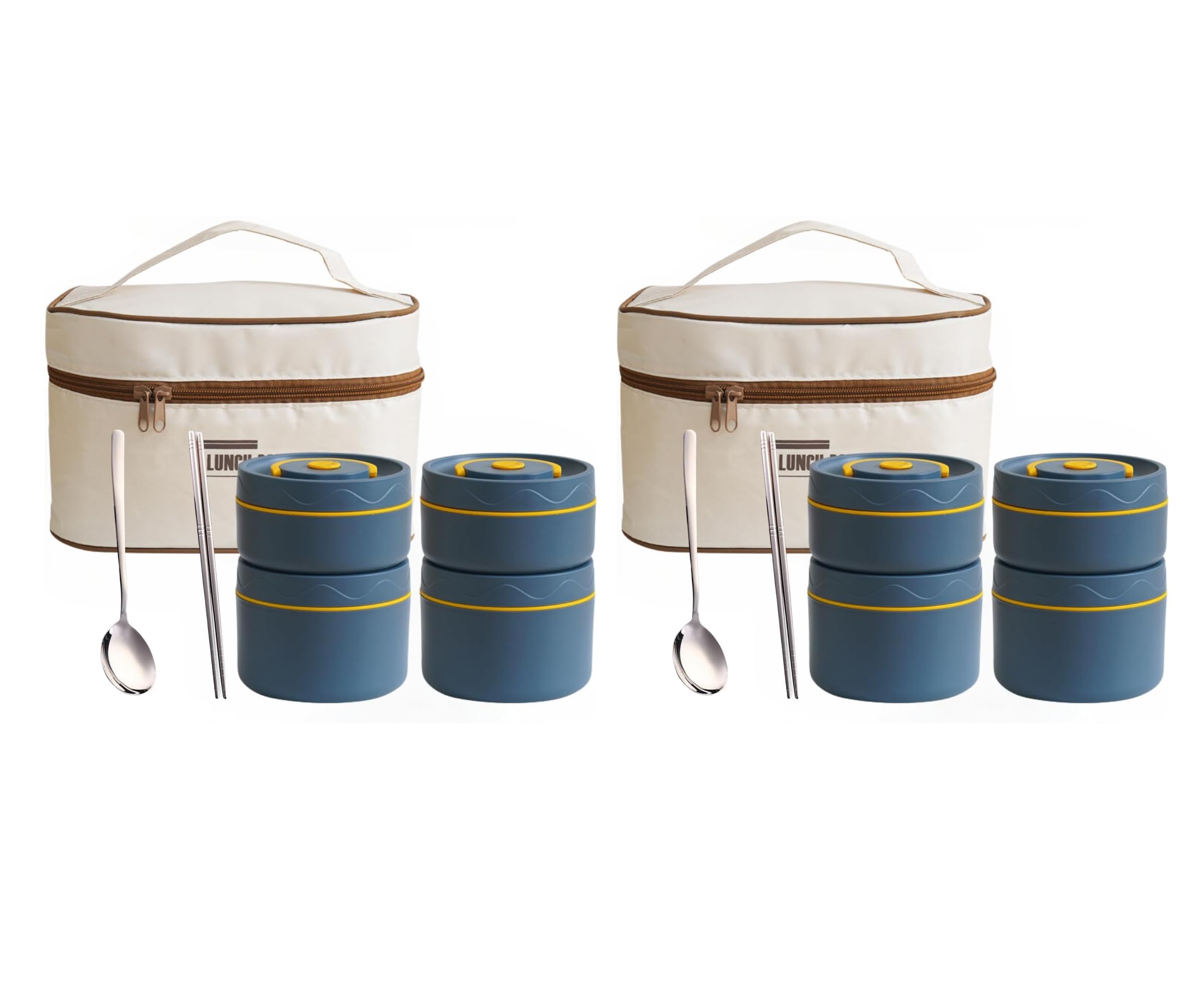 YELONA 4 Insulated Bento Lunch/Tiffin Box with Thermal Bag & Cutlery, Food Container Set for Student, Office, College, Picnic- Blue, 2.5 LTR, Pack of 2 (B0CPZH5S5C) Amazon Price History, Amazon Price Tracker