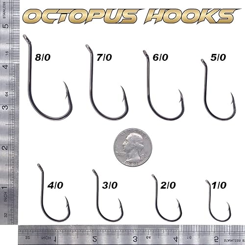 Miniatura 3 de Octopus-Hook-Fishing-Beak-Circle-Hooks-Set-Saltwater-Freshwater-Red-Black 150 Pack