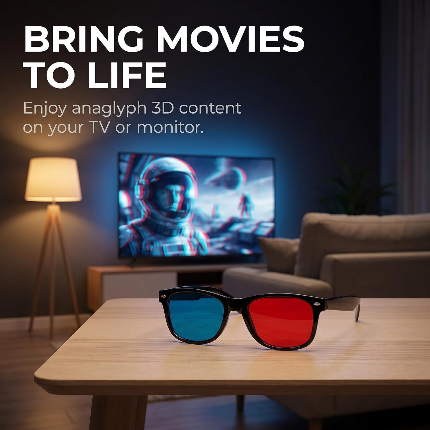 1 gafas 3D rojas y azules, gafas de visualización 3D, marco universal de vídeo dimensional de película de TV, gafas 3D, gafas de juego de DVD, diseño simple ligero, televisores y videos, accesorios