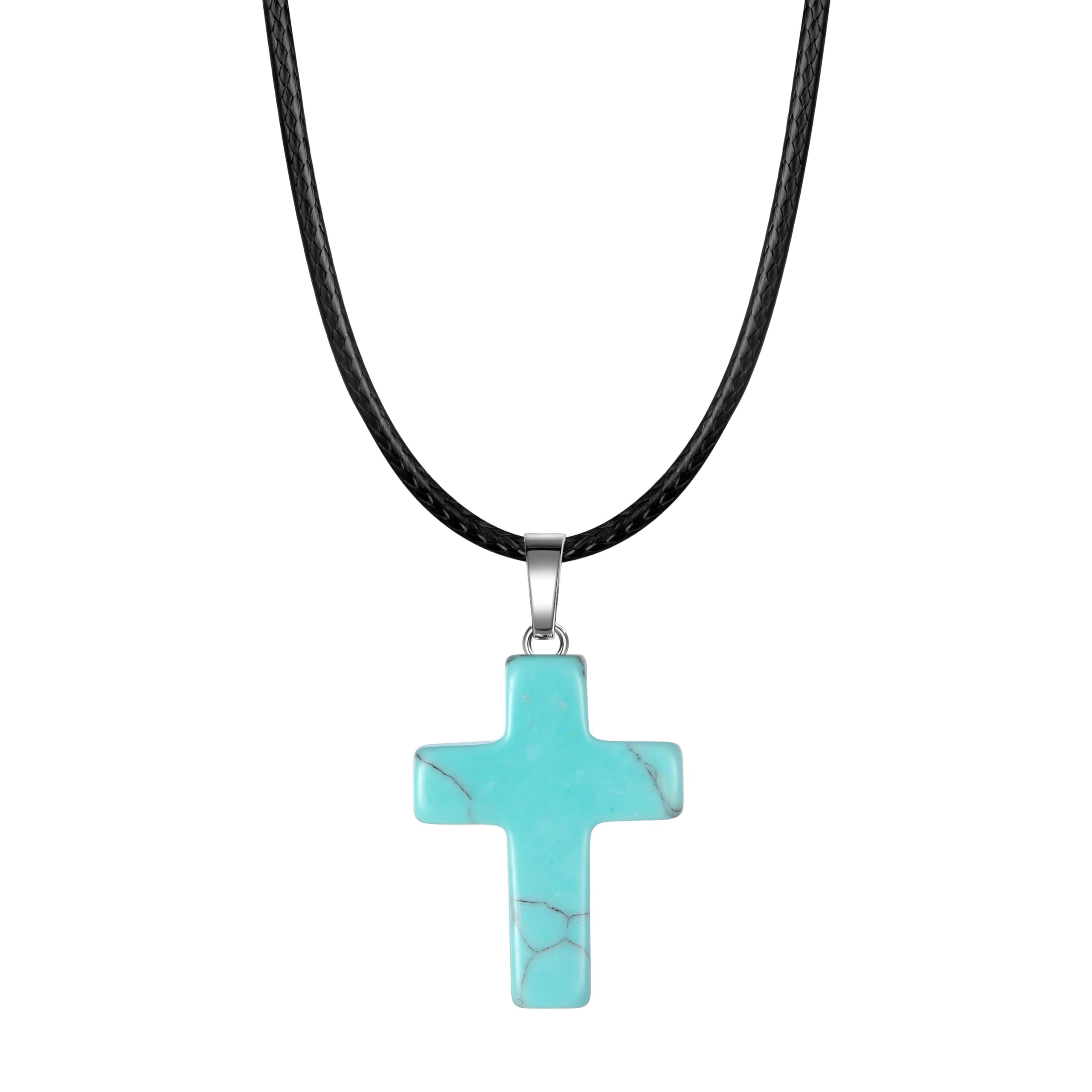 HARMONY BOLA Collana con 7 chakra a forma di croce in argento Sterling 925, infinito, chakra yoga, pietra curativa, ciondolo crocifisso, gioiello per donne bilanciamento energetico, Argento sterling