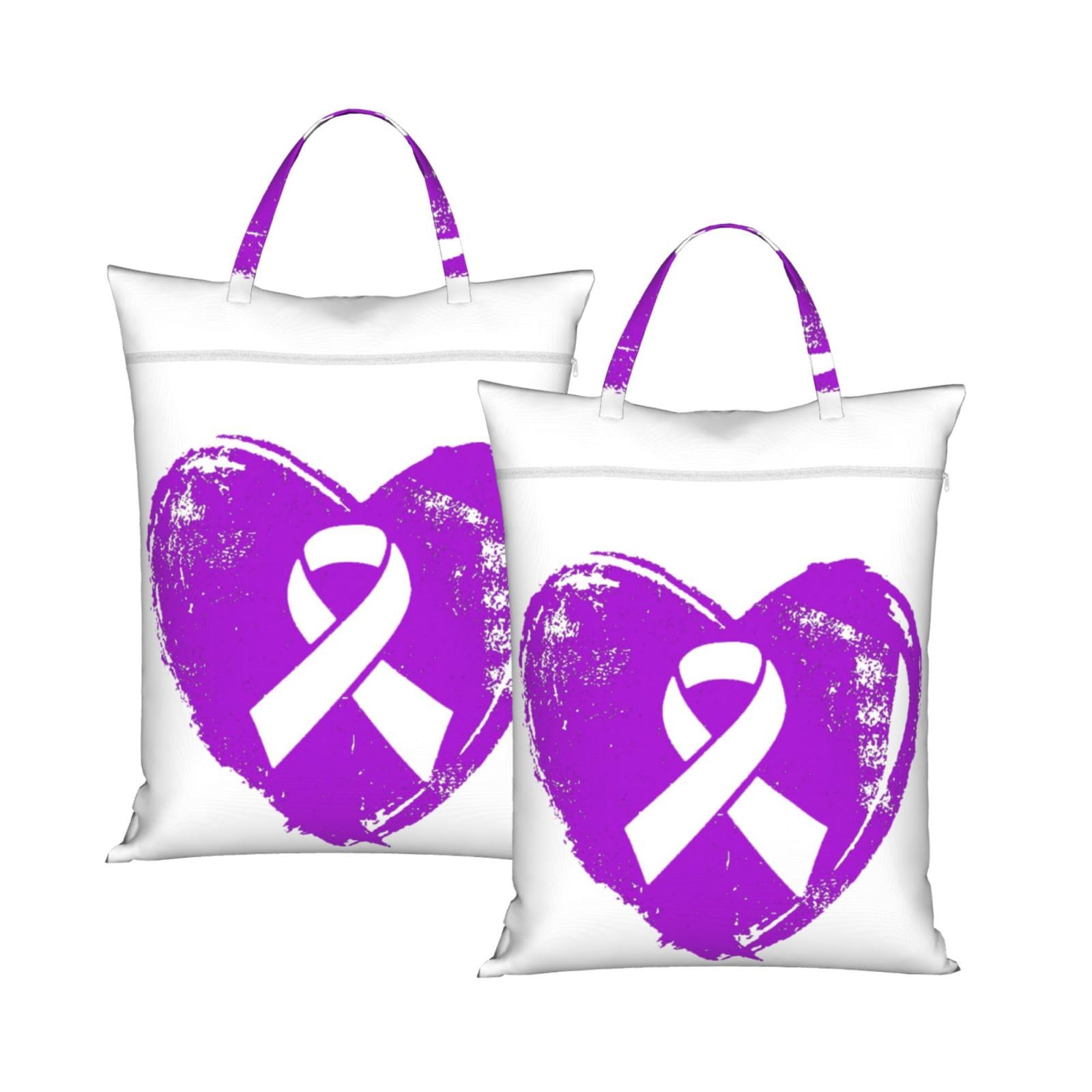 Cyanlit 2Pcs Alzheimers Awareness Purple Ribbon 2 Pcs Large Travel Laundry Bags Waterproof Wet Dry Bag For Travel,Swimming