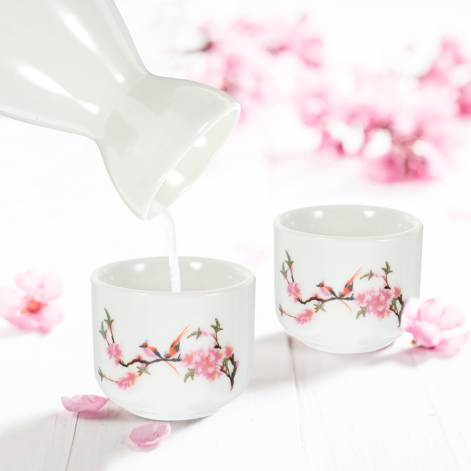Gatuida Set 7 Pezzi Tradizionale Pentola per Sakè e Tazze in Ceramica Giapponese, Bollitore Collo Stretto e Bocca Larga, Resistente e Lavabile in Lavastoviglie, per Degustazione Sakè