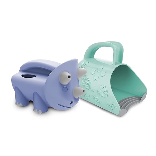 Dr. Brown's CleanUp Pour & Roar - Regadera de 6 meses y taza de enjuague de baño Dino-Ver, 0.0 ft+, sin BPA, plástico neutro certificado