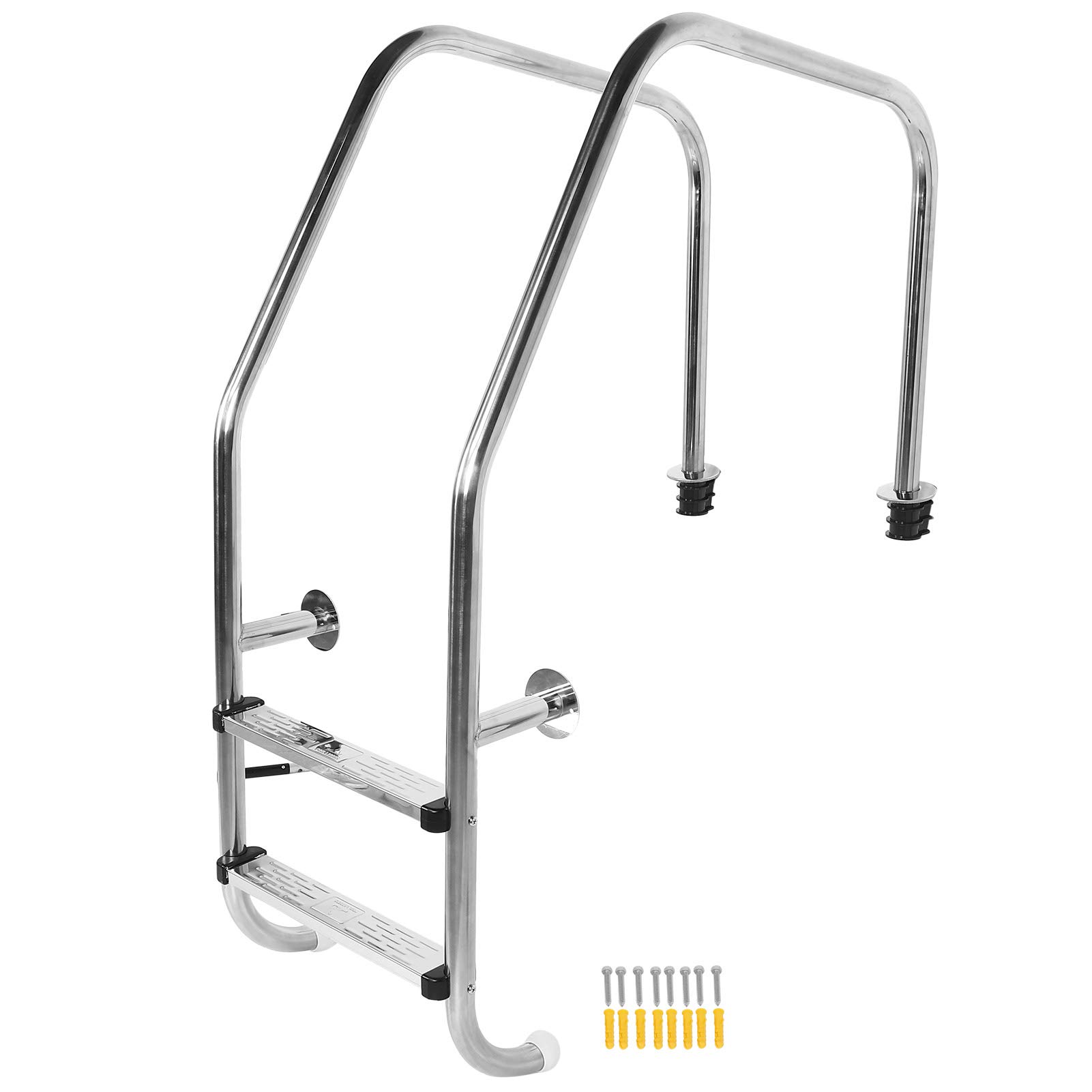 Escaleras de Seguridad para Piscinas Antideslizantes de Acero Inoxidable 304 con 2 Pedales, Dispositivos de fijación para Accesorios para Piscinas enterradas al Lado de la Piscina