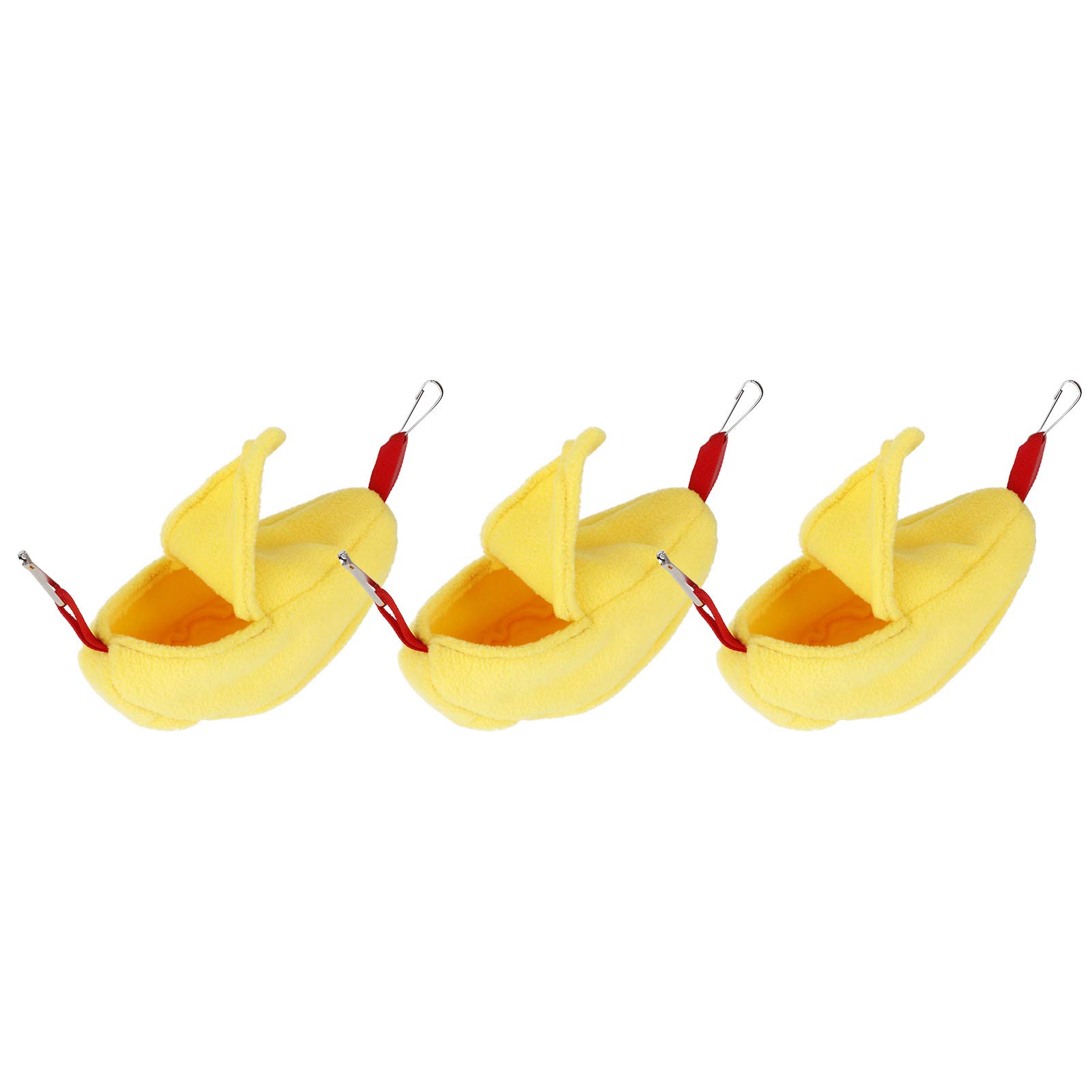 Muiltvoe Hamster Hammock Nests, Banana Shape Pet Hanging House with 2 Hooks for Small Animals Birds Parrots Squirrels Gliders (Rose Red)