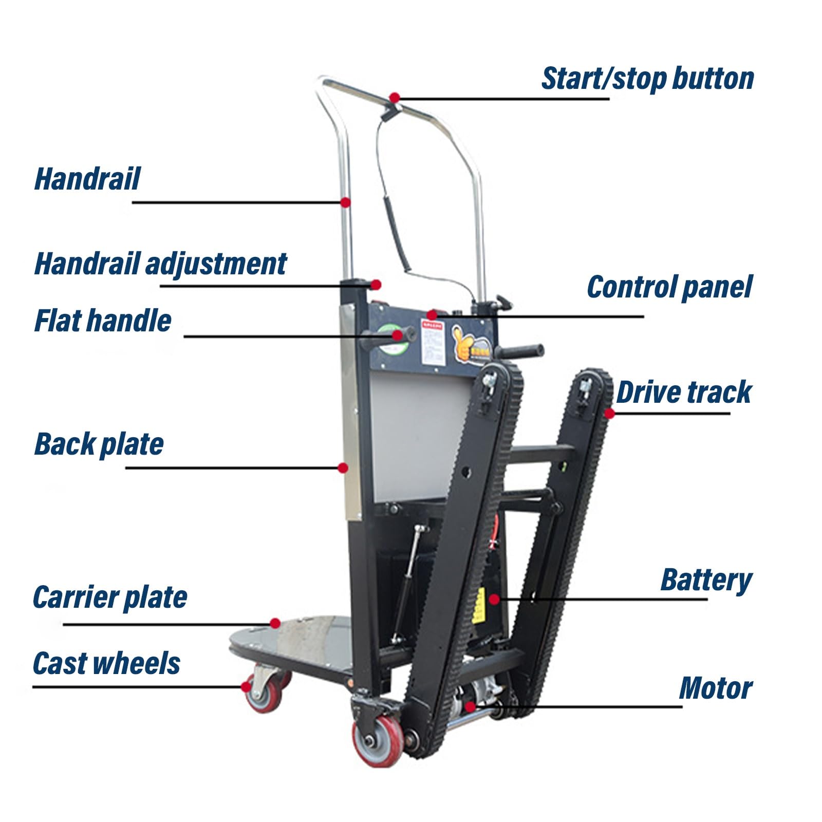 Carrello Trasporto Mobili Elettrico 300kg, Montacarichi Con Cingoli, Pieghevole, Stabile E Facile Da Manovrare per Casa, Ufficio E Magazzino
