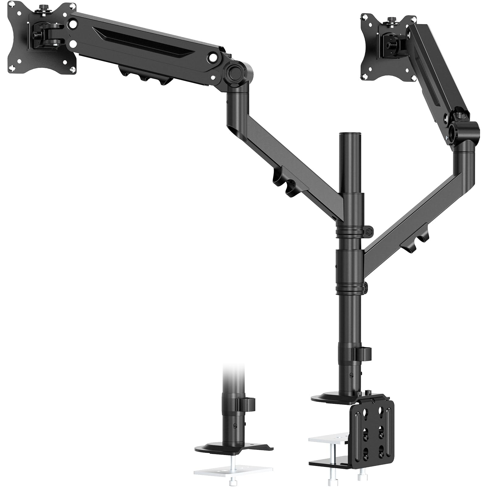 Support Double Moniteur pour 17 à 40 Pouces, supporte jusqu'à 12 kg, Bras de Moniteur pour 2 moniteurs placés verticalement/parallèlement, Montage VESA 75/100 mm