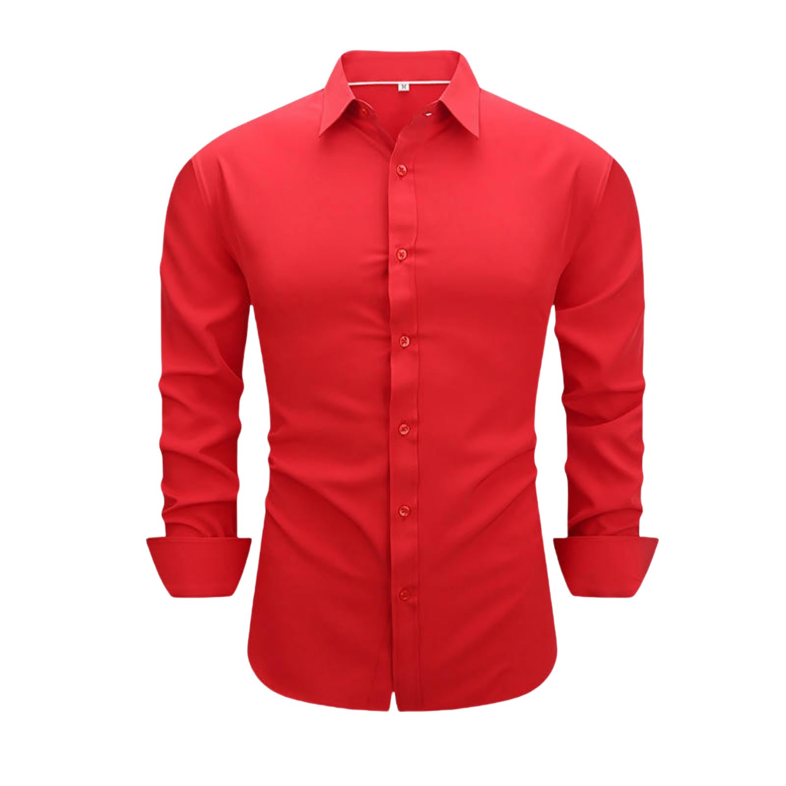 Camicia a maniche lunghe bianca da uomo tinta unita casual minimalista slim fit business